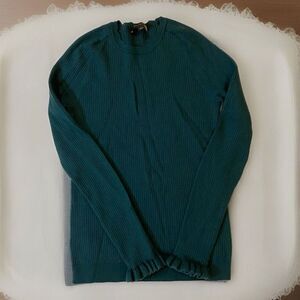 Ann Taylor  Merino Wool/Nylon/Spandex Ruffle‎ Cuff Sweater Green Women's L